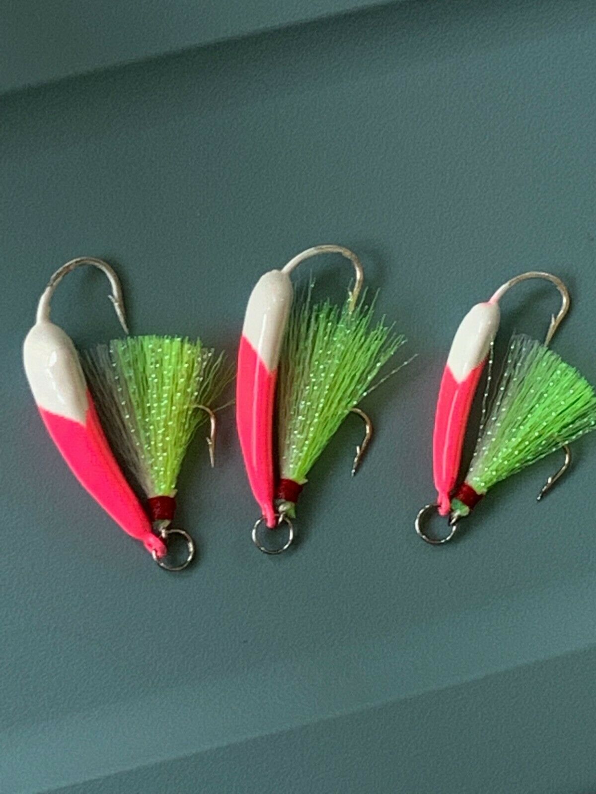 Ringed Pompano Jig Pink/White w/ Chatreuse Green Teaser